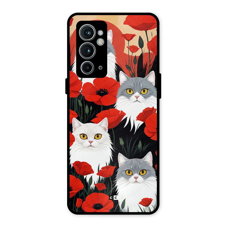 Floral Cat Metal Back Case for OnePlus 9RT 5G