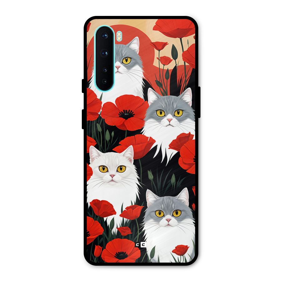Floral Cat Metal Back Case for OnePlus Nord