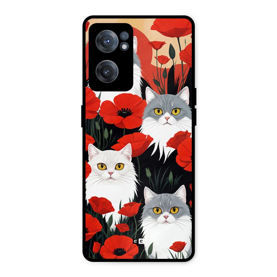 Floral Cat Metal Back Case for OnePlus Nord CE 2 5G
