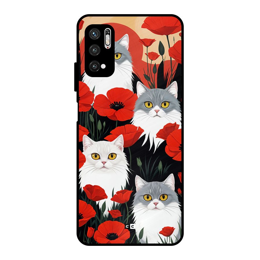Floral Cat Metal Back Case for Poco M3 Pro 5G