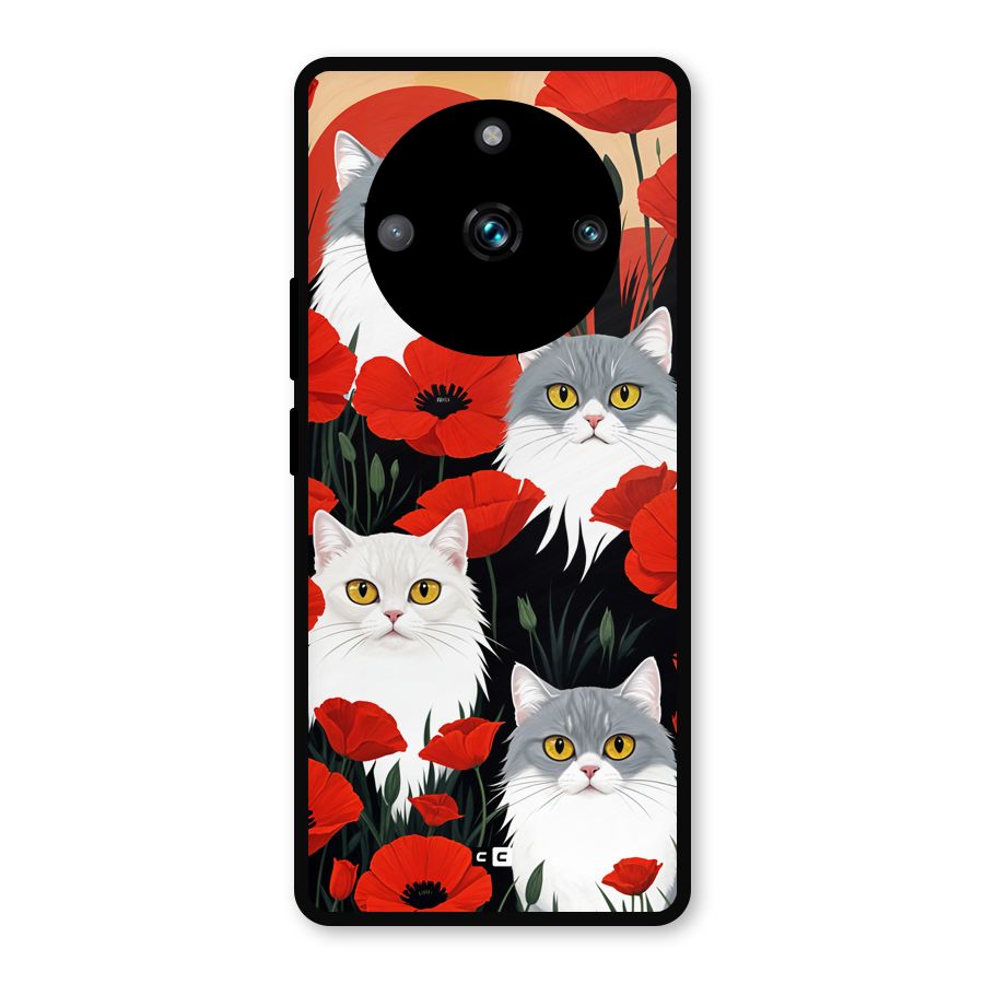 Floral Cat Metal Back Case for Realme 11 Pro Plus
