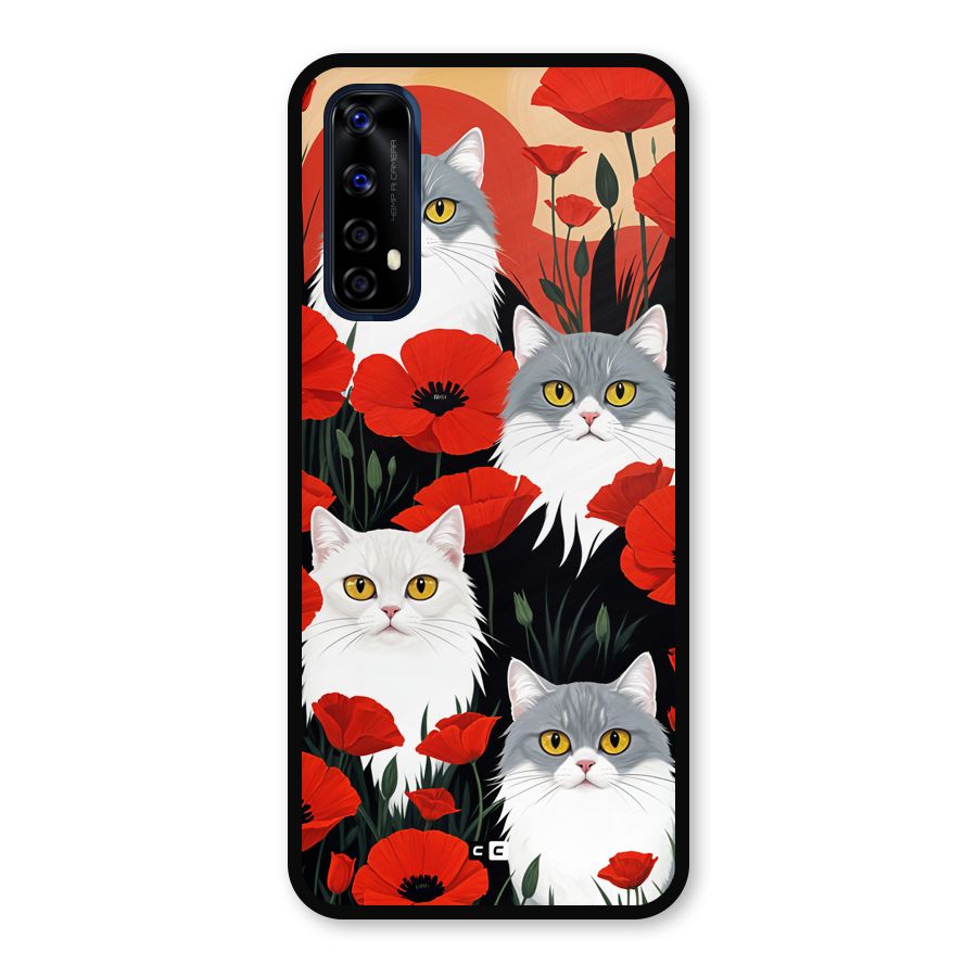 Floral Cat Metal Back Case for Realme 7