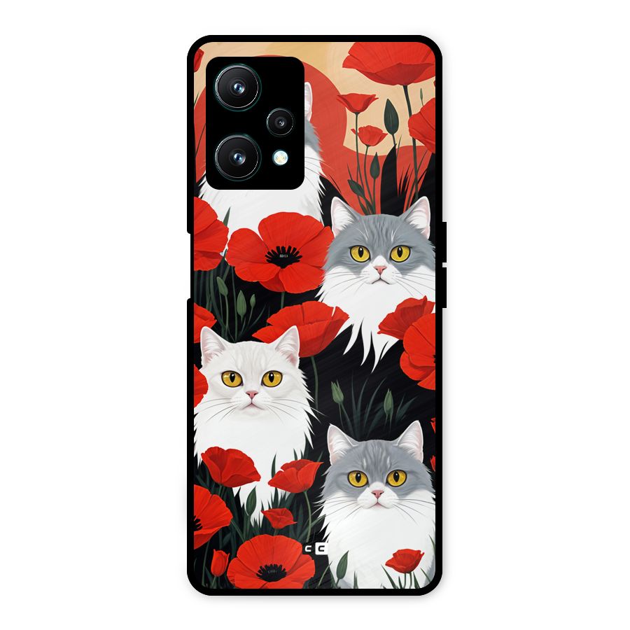Floral Cat Metal Back Case for Realme 9 Pro 5G