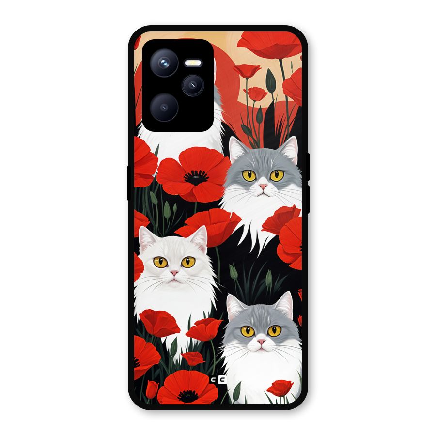 Floral Cat Metal Back Case for Realme C35