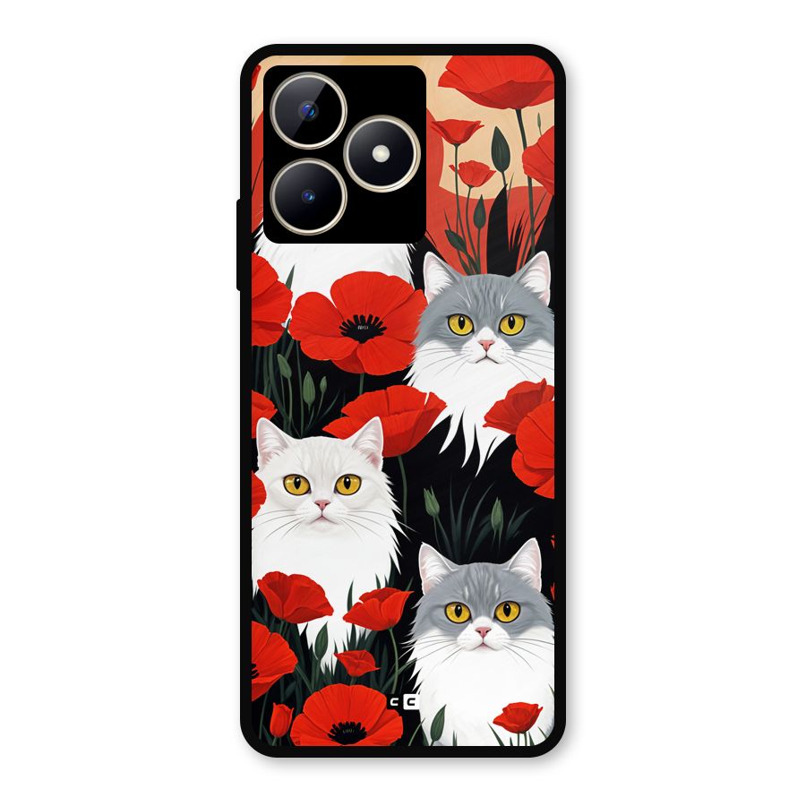 Floral Cat Metal Back Case for Realme C53