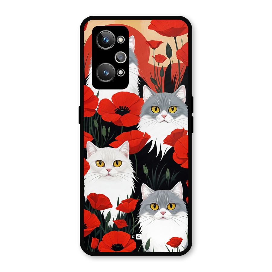 Floral Cat Metal Back Case for Realme GT Neo 3T