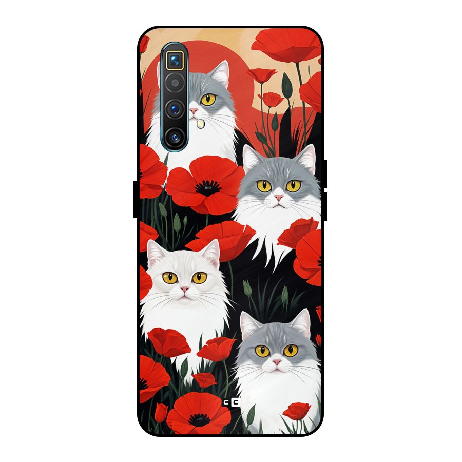 Floral Cat Metal Back Case for Realme X3