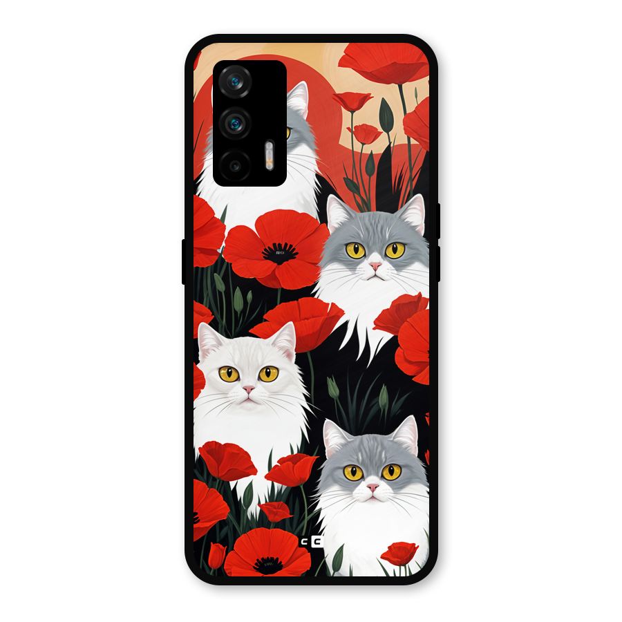 Floral Cat Metal Back Case for Realme X7 Max