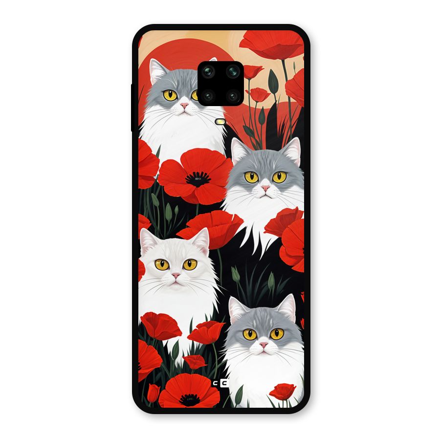 Floral Cat Metal Back Case for Redmi Note 10 Lite