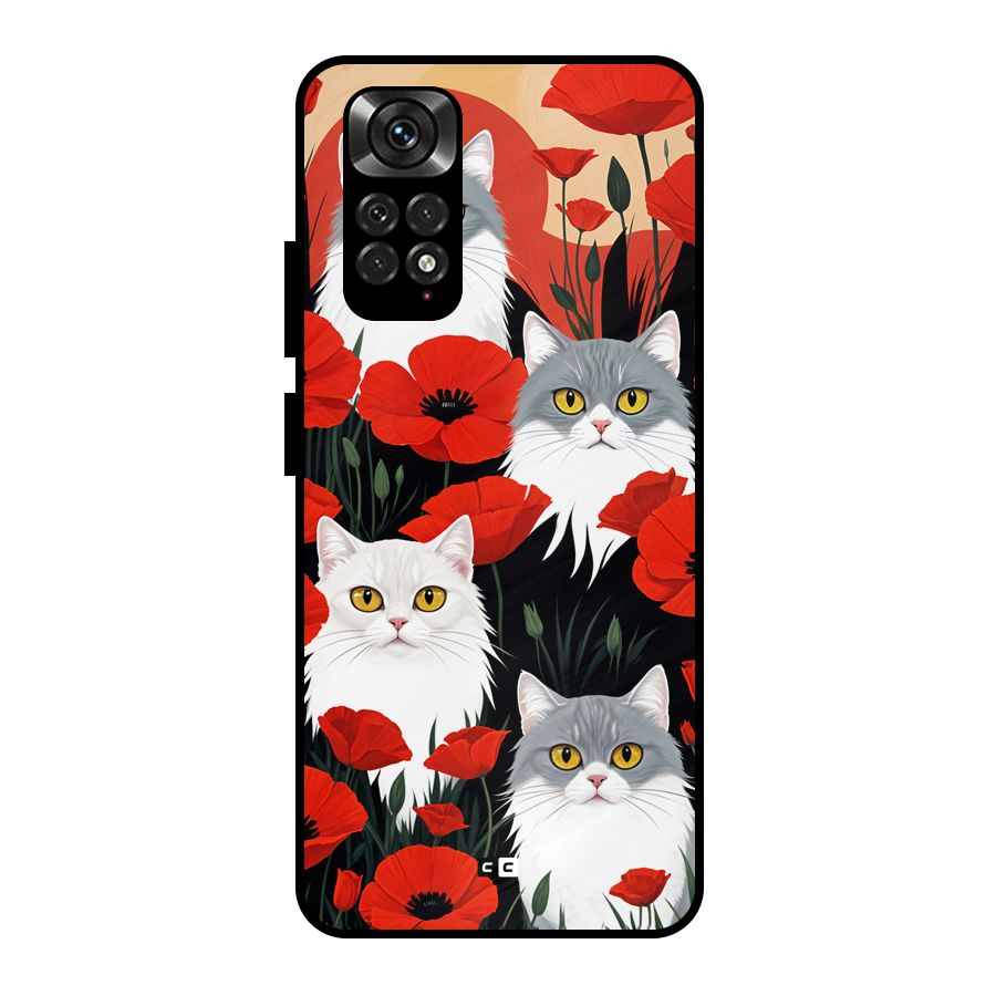 Floral Cat Metal Back Case for Redmi Note 11 Pro