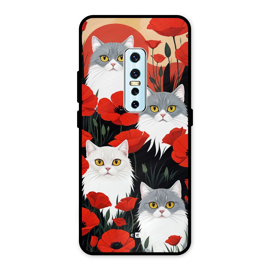 Floral Cat Metal Back Case for Vivo V17 Pro