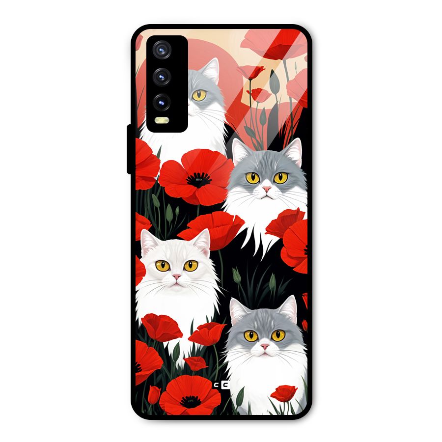 Floral Cat Metal Back Case for Vivo Y20g