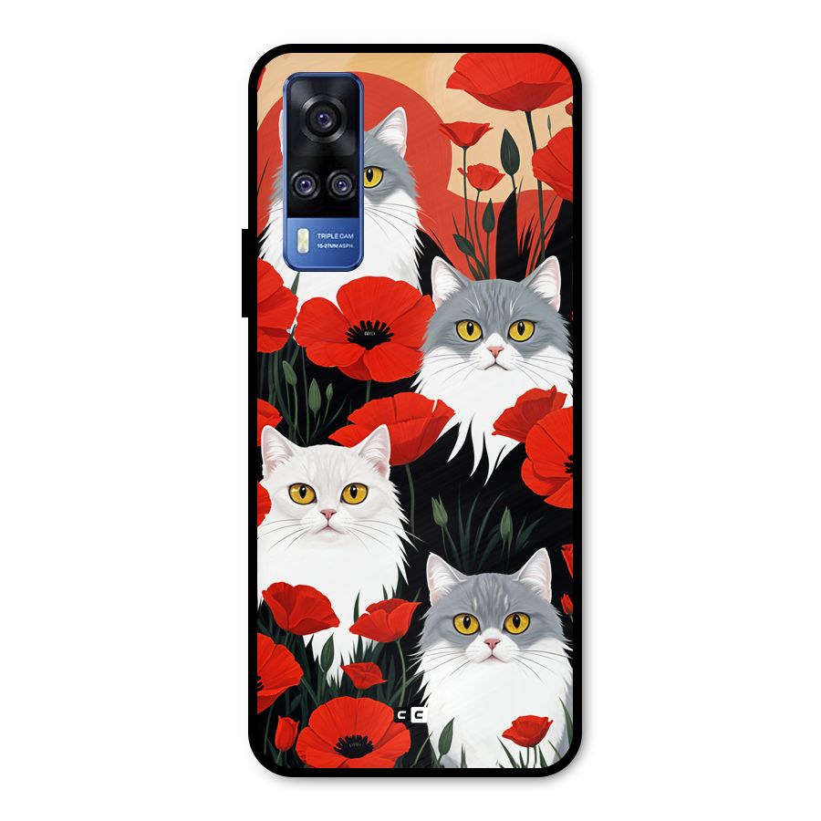 Floral Cat Metal Back Case for Vivo Y31