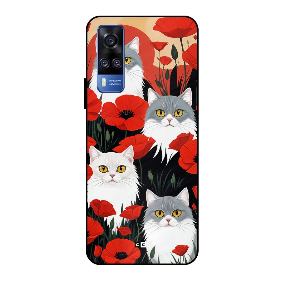 Floral Cat Metal Back Case for Vivo Y51