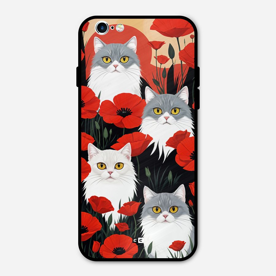 Floral Cat Metal Back Case for iPhone 6 6s