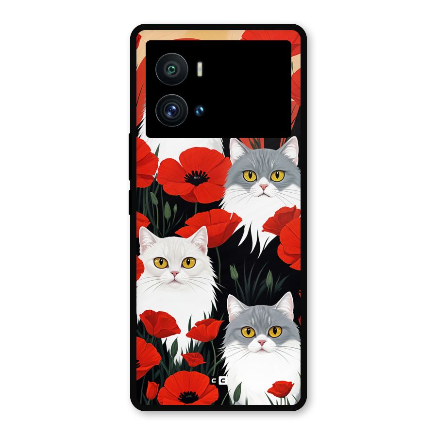 Floral Cat Metal Back Case for iQOO 9 Pro