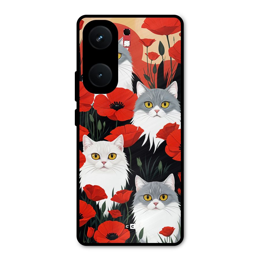 Floral Cat Metal Back Case for iQOO Neo 9 Pro