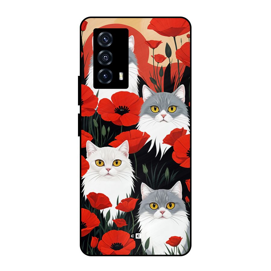 Floral Cat Metal Back Case for iQOO Z5