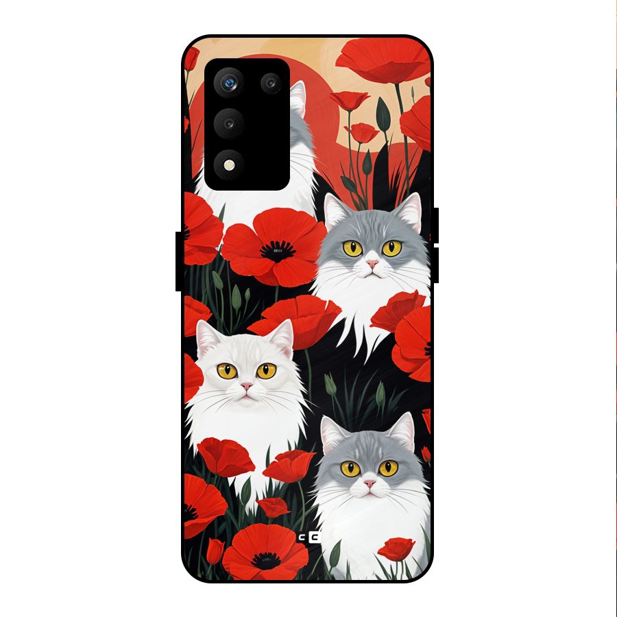 Floral Cat Metal Back Case for realme 9 5G SE
