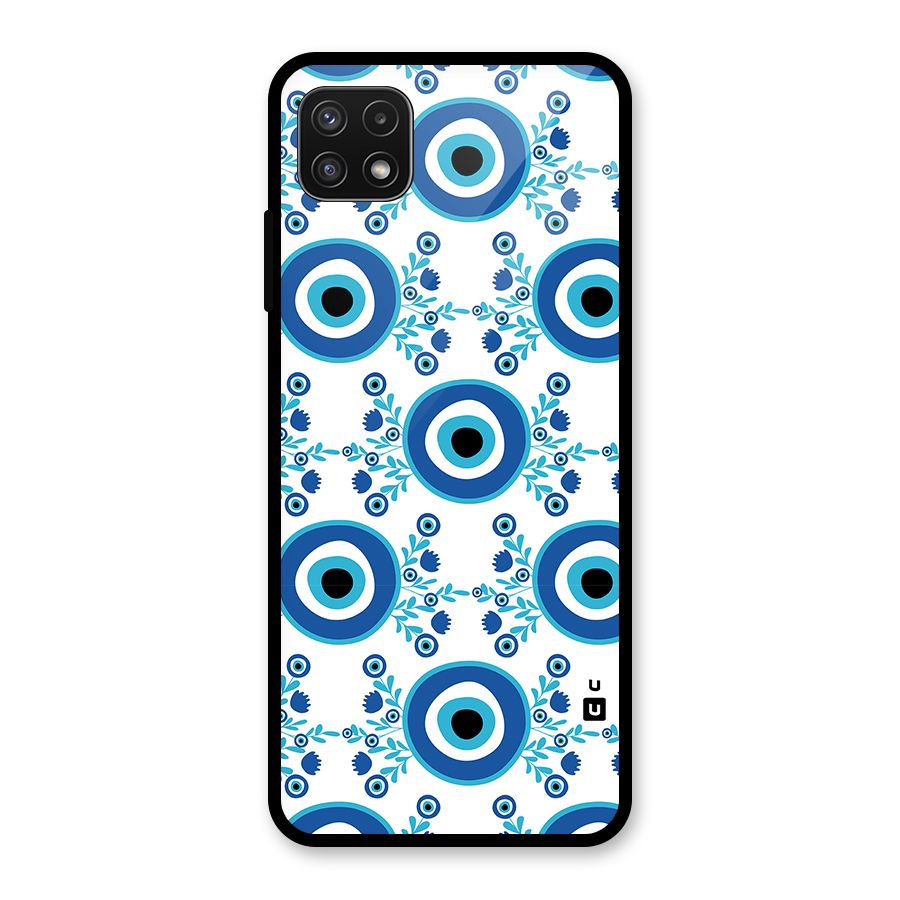 Floral Evil Eyes Glass Back Case for Galaxy A22 5G
