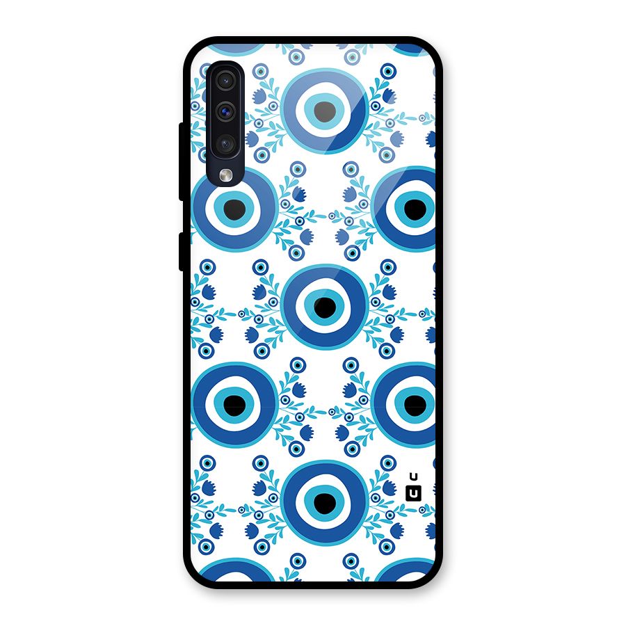 Floral Evil Eyes Glass Back Case for Galaxy A30s