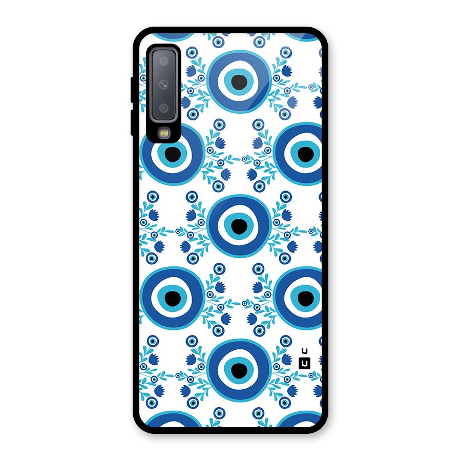 Floral Evil Eyes Glass Back Case for Galaxy A7 (2018)