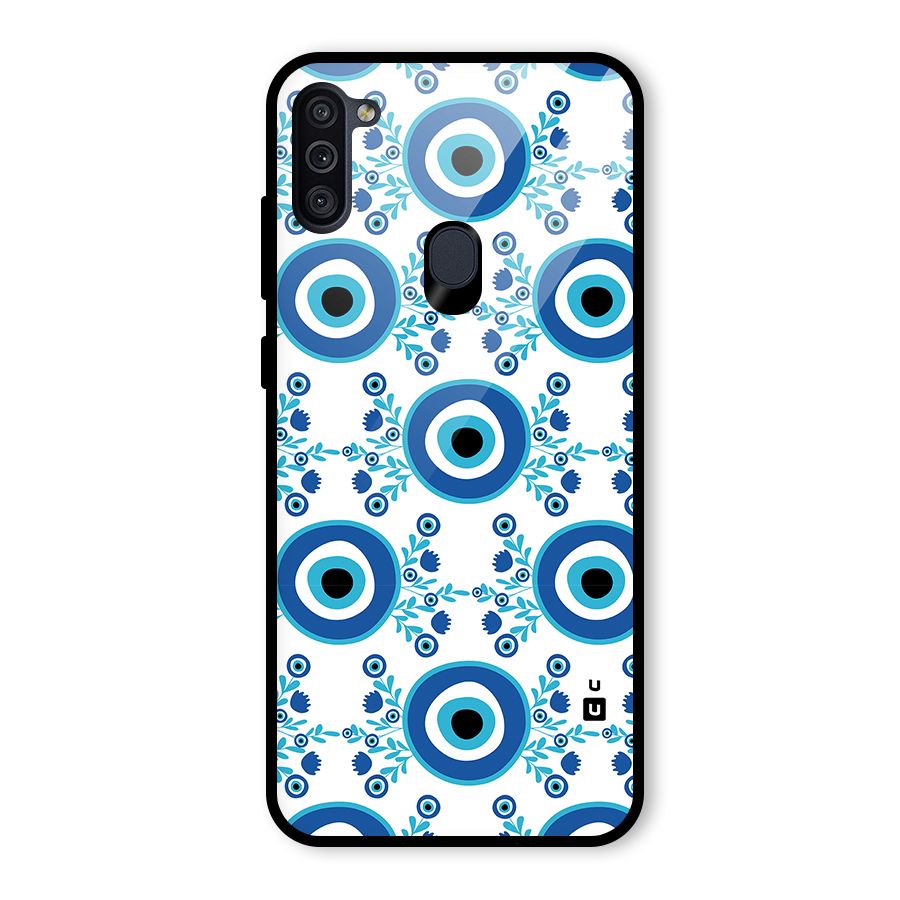 Floral Evil Eyes Glass Back Case for Galaxy M11