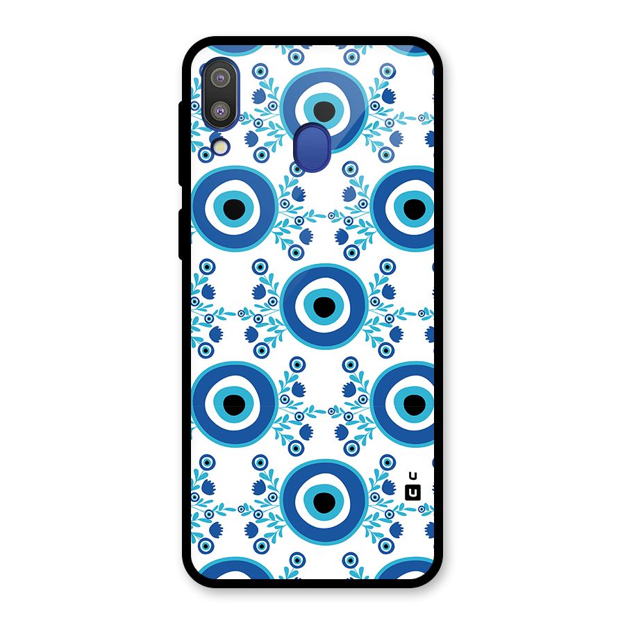 Floral Evil Eyes Glass Back Case for Galaxy M20