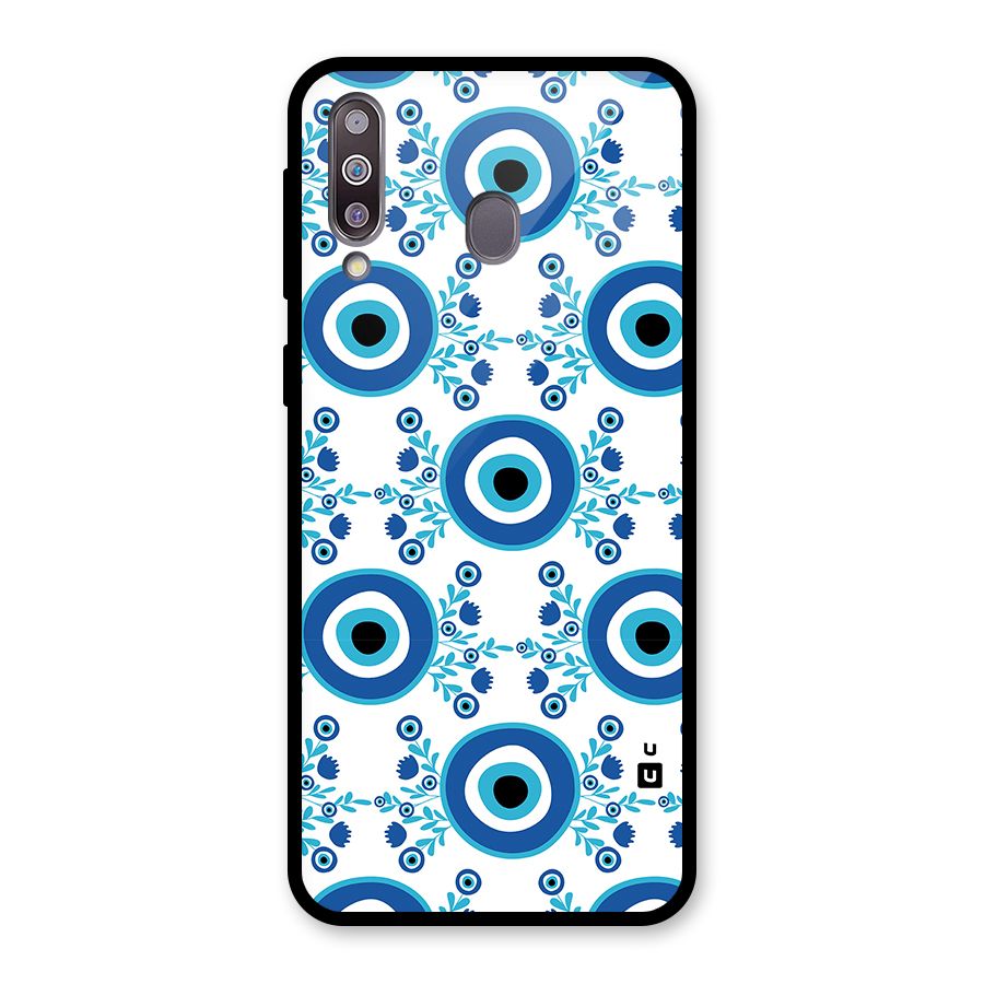 Floral Evil Eyes Glass Back Case for Galaxy M30