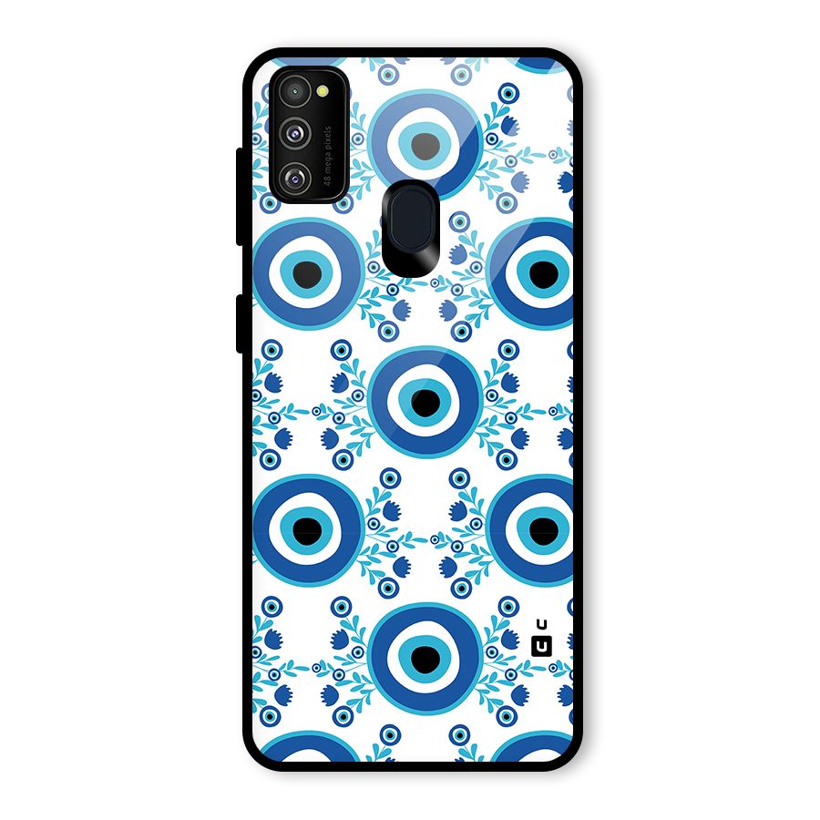 Floral Evil Eyes Glass Back Case for Galaxy M30s