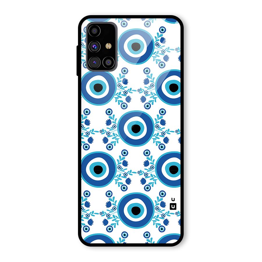 Floral Evil Eyes Glass Back Case for Galaxy M31s