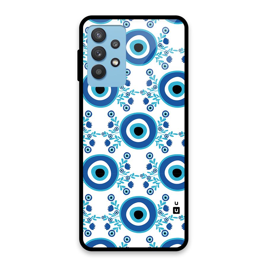 Floral Evil Eyes Glass Back Case for Galaxy M32 5G