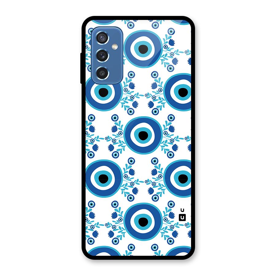 Floral Evil Eyes Glass Back Case for Galaxy M52 5G