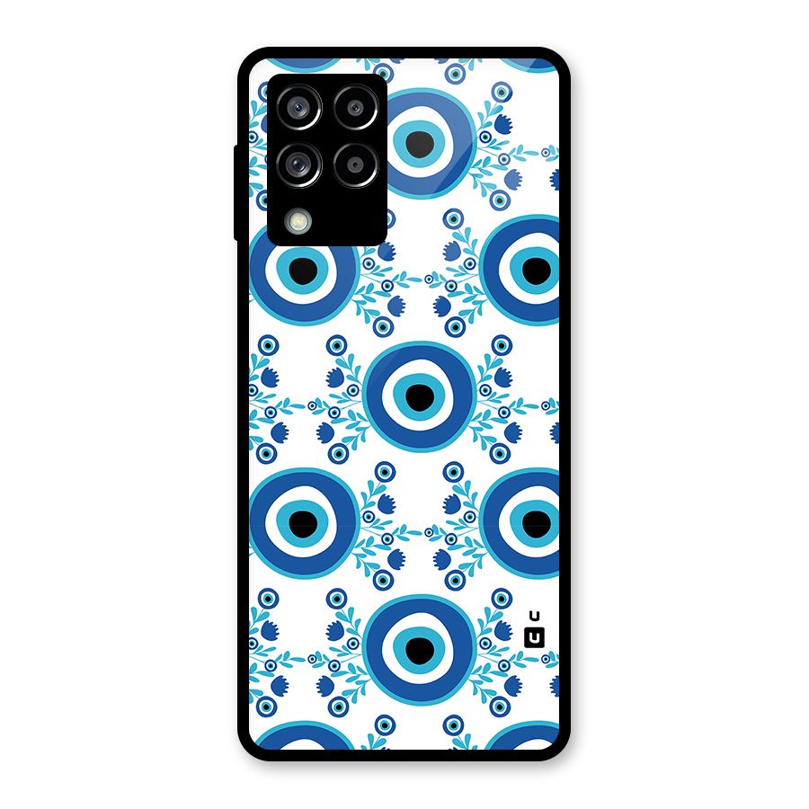 Floral Evil Eyes Glass Back Case for Galaxy M53 5G