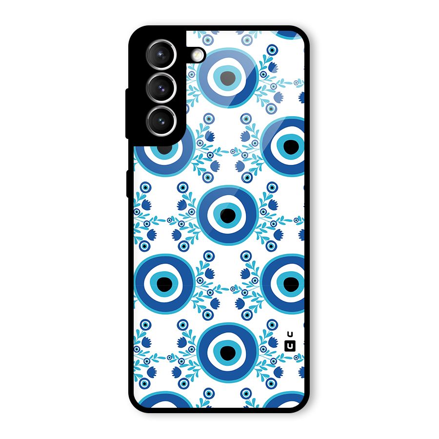 Floral Evil Eyes Glass Back Case for Galaxy S21 5G
