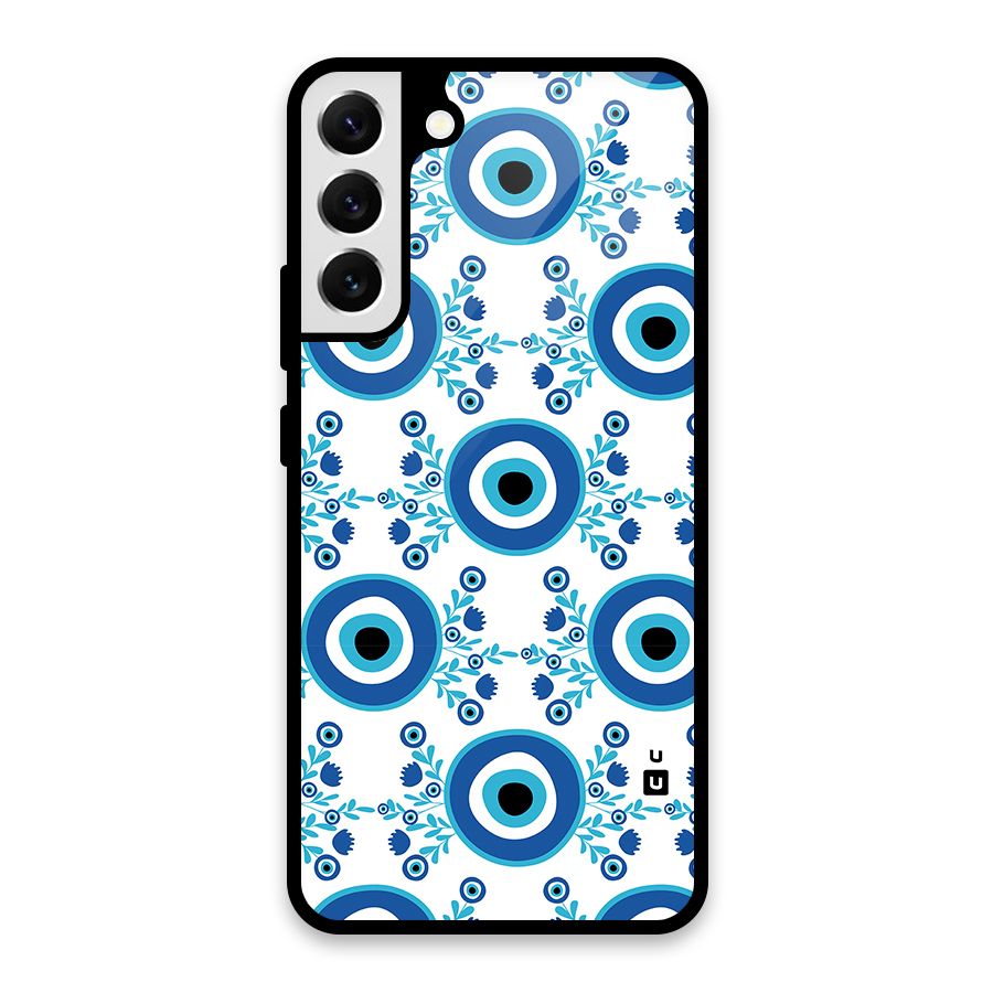 Floral Evil Eyes Glass Back Case for Galaxy S22 Plus 5G