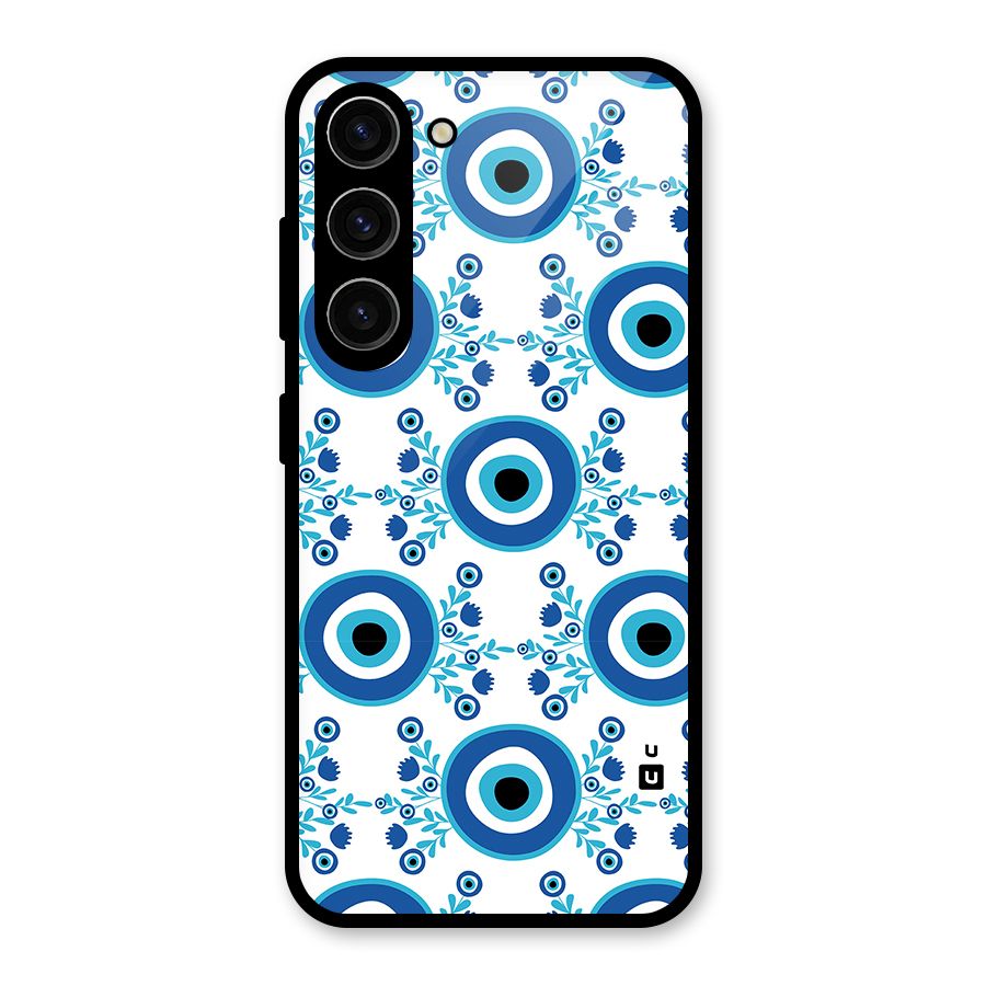 Floral Evil Eyes Glass Back Case for Galaxy S23