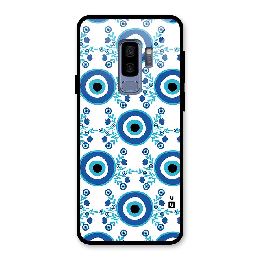 Floral Evil Eyes Glass Back Case for Galaxy S9 Plus