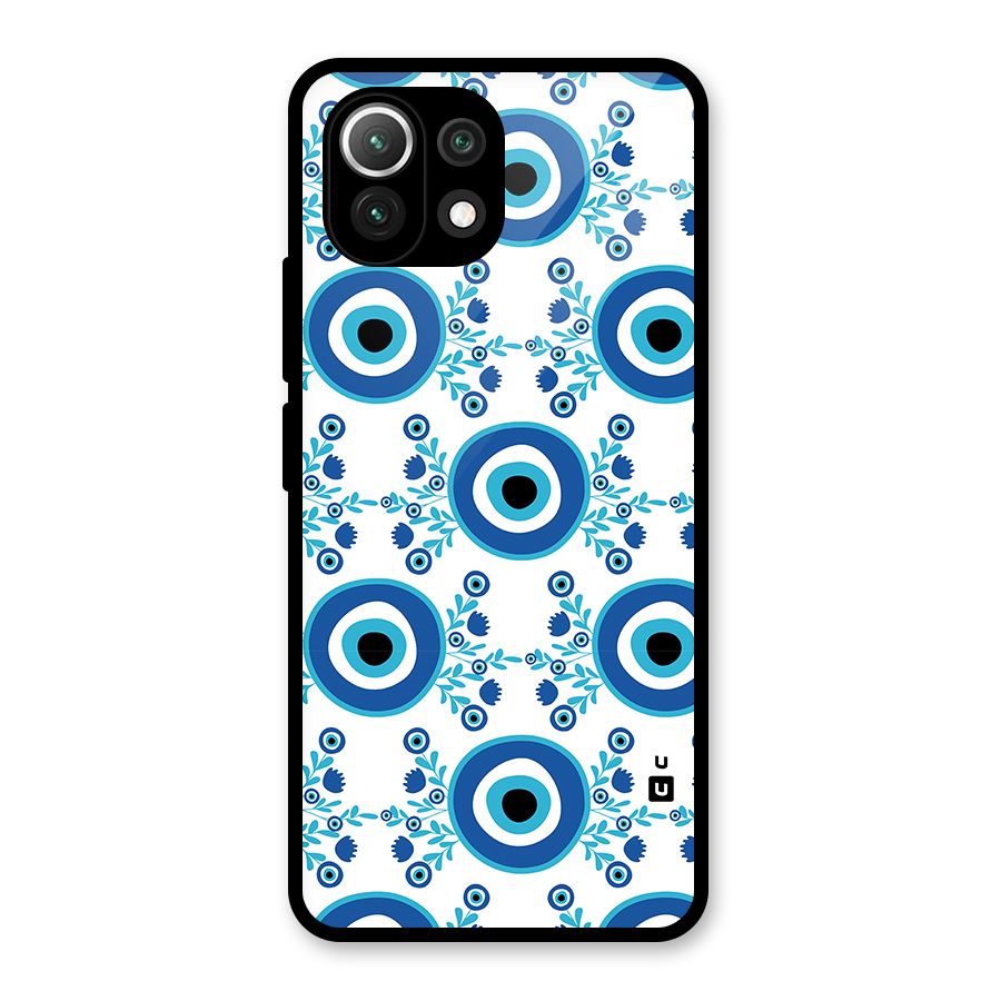 Floral Evil Eyes Glass Back Case for Mi 11 Lite