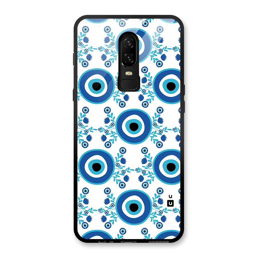 Floral Evil Eyes Glass Back Case for OnePlus 6