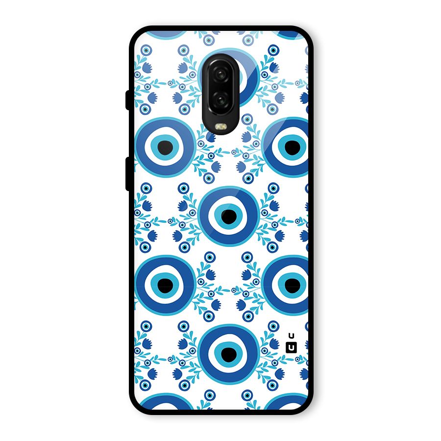 Floral Evil Eyes Glass Back Case for OnePlus 6T