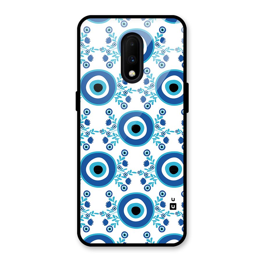 Floral Evil Eyes Glass Back Case for OnePlus 7