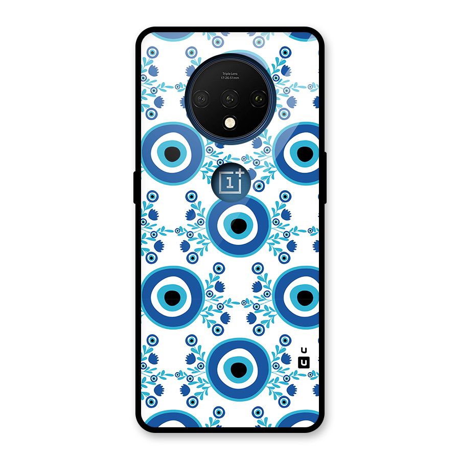 Floral Evil Eyes Glass Back Case for OnePlus 7T