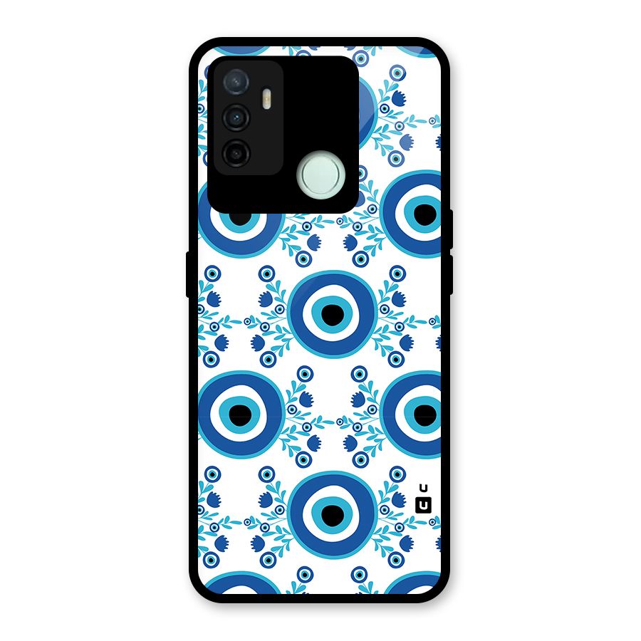 Floral Evil Eyes Glass Back Case for Oppo A53