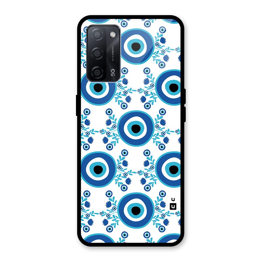 Floral Evil Eyes Glass Back Case for Oppo A53s 5G