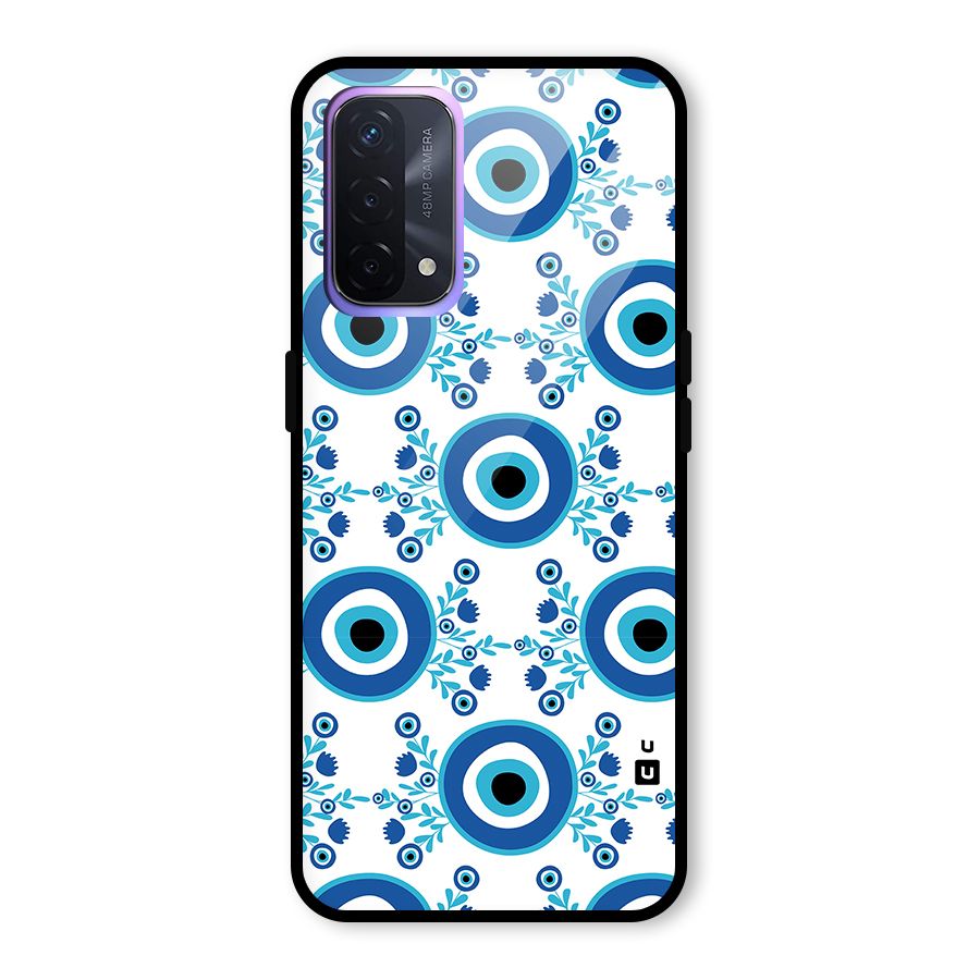 Floral Evil Eyes Glass Back Case for Oppo A74 5G