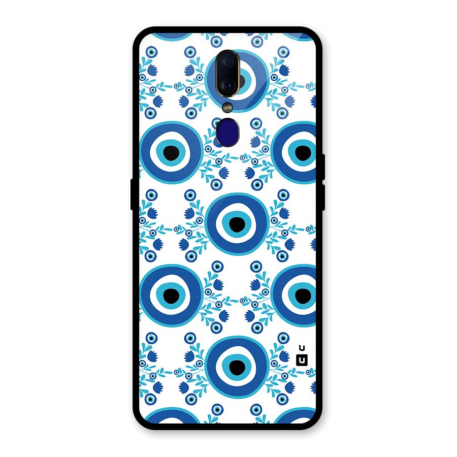Floral Evil Eyes Glass Back Case for Oppo F11