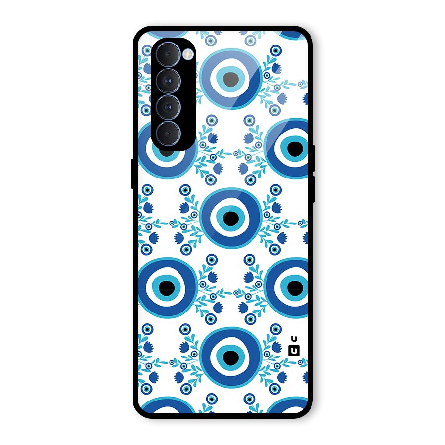Floral Evil Eyes Glass Back Case for Oppo Reno4 Pro