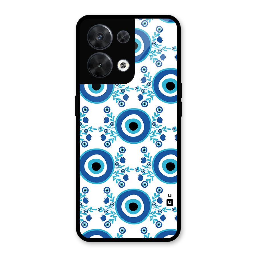 Floral Evil Eyes Glass Back Case for Oppo Reno8 5G