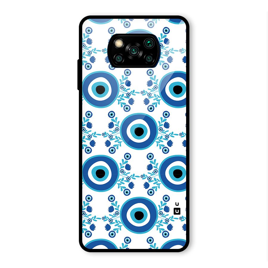 Floral Evil Eyes Glass Back Case for Poco X3 Pro